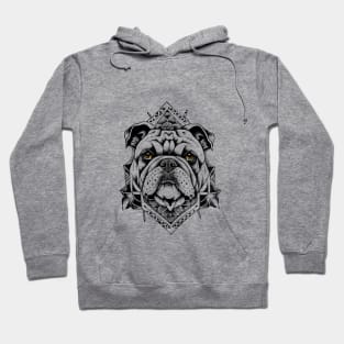 English Bulldog Pet Animal Nature Illustration Art Tattoo Hoodie